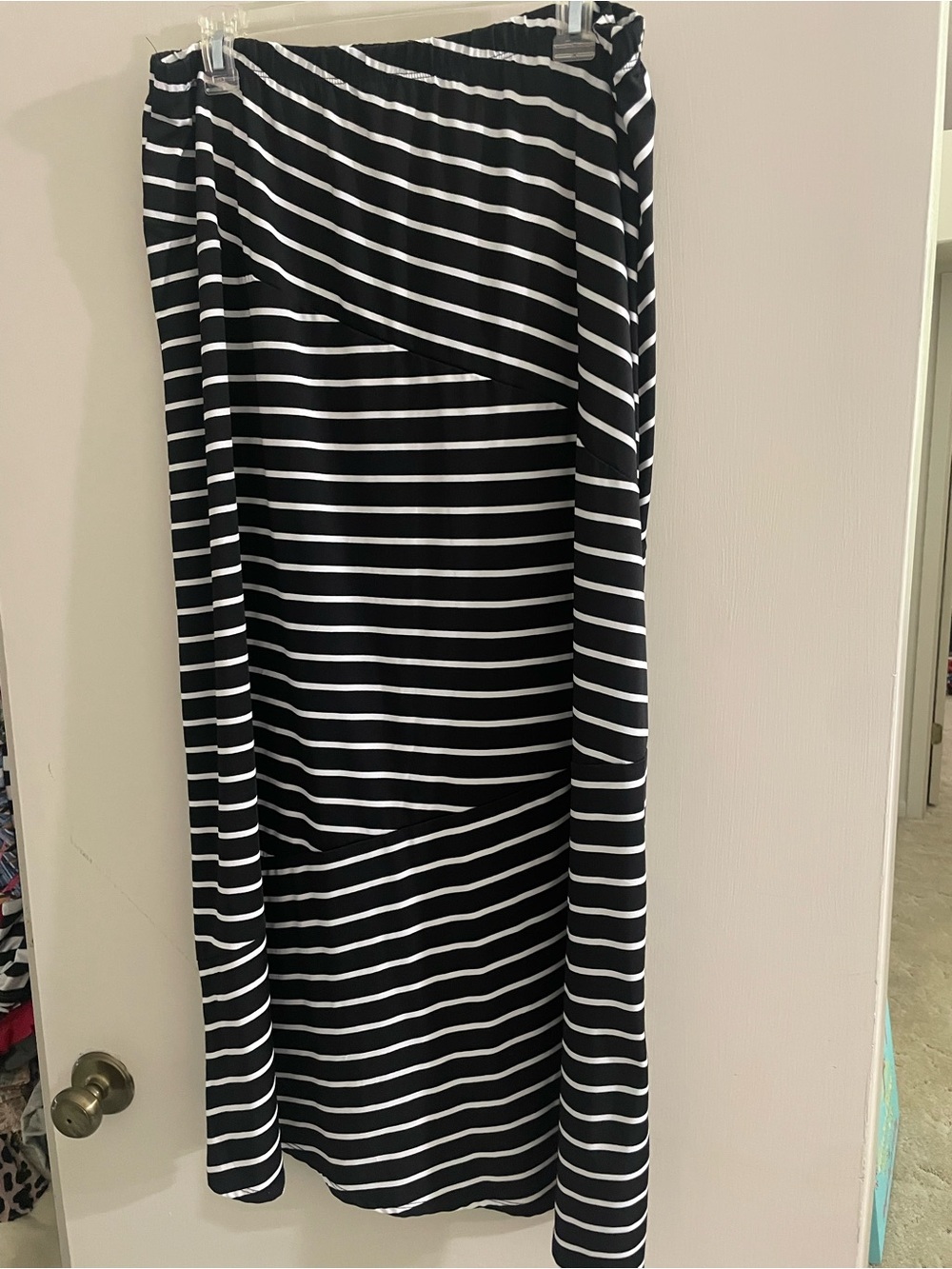 Kim Rogers Black and White Striped Maxi Skirt